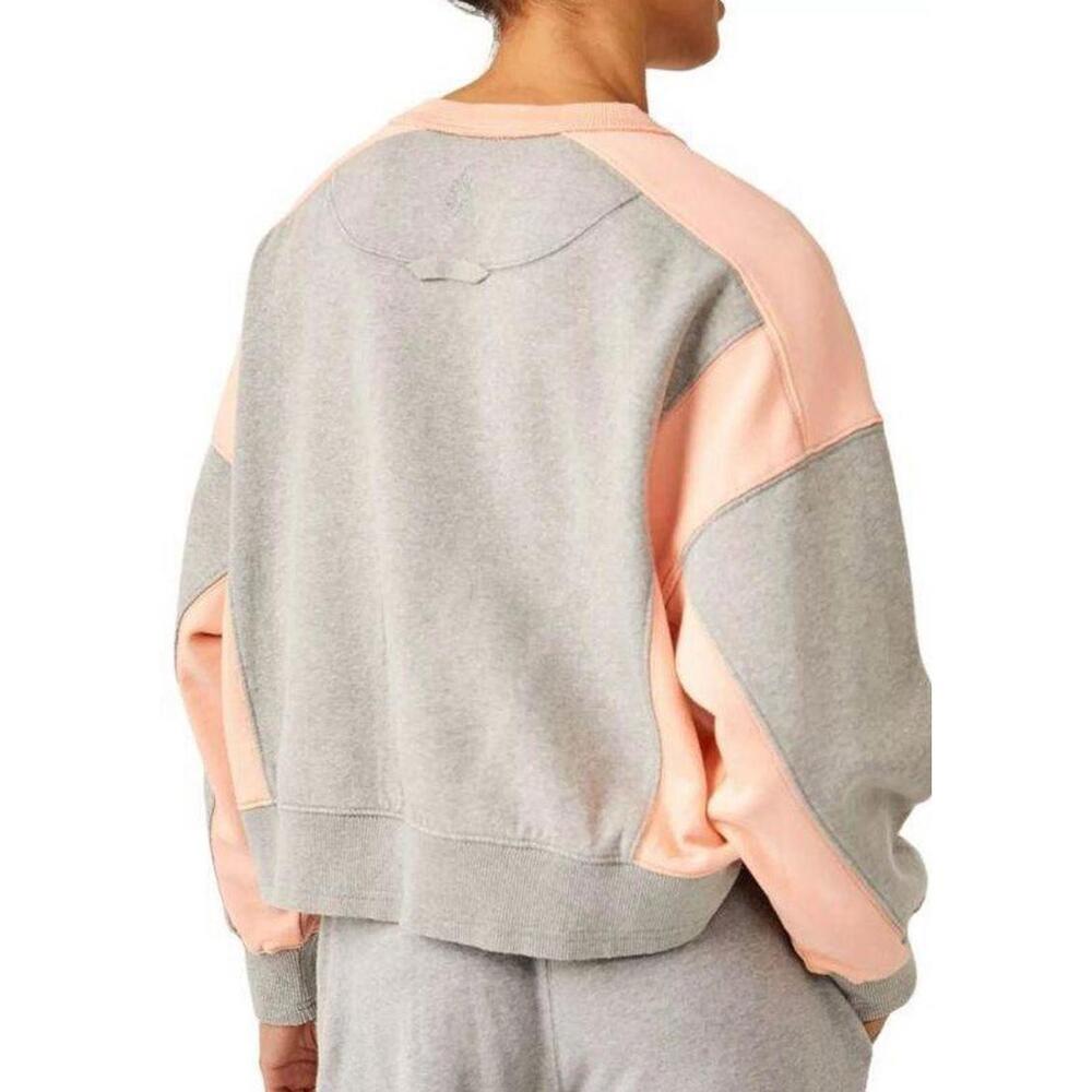 Free People Cotton Blend Sweatshirt Grey/Melon Size S - Picture 3 of 7